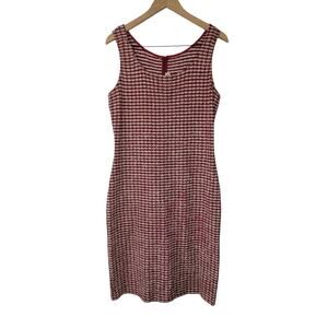 St. John Collection Wool Blend Textured Knit Sleeveless Sheath Dress Flaw